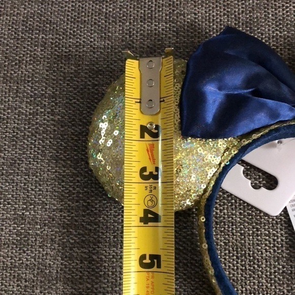 Disney Minnie Mouse Sequined Headband Gold Blue Headband 50th Anniversary - Picture 15 of 16